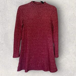 Urban Outfitters Wine & Silver Tinsel Sweater Dress. Size small. New with tags